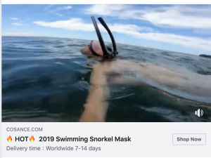 Facebook广告中的一款潜水面罩产品
