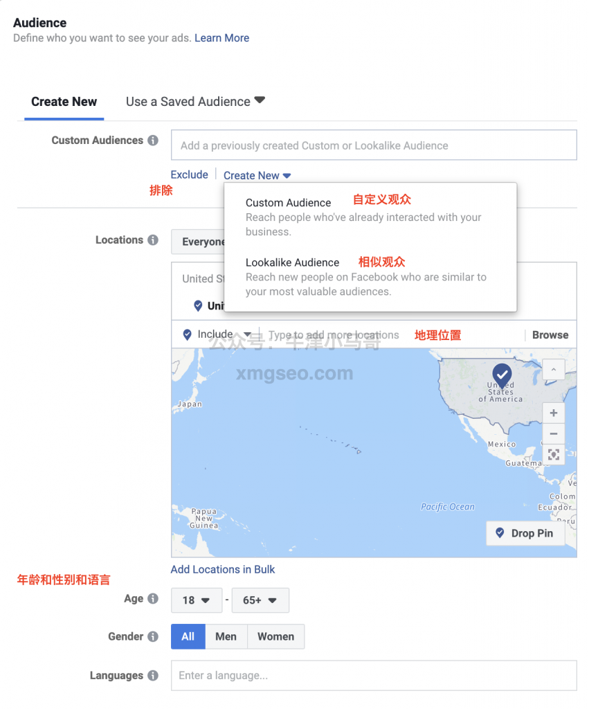 Facebook广告设置人群