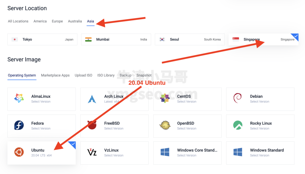 选择VPS的国家和系统
